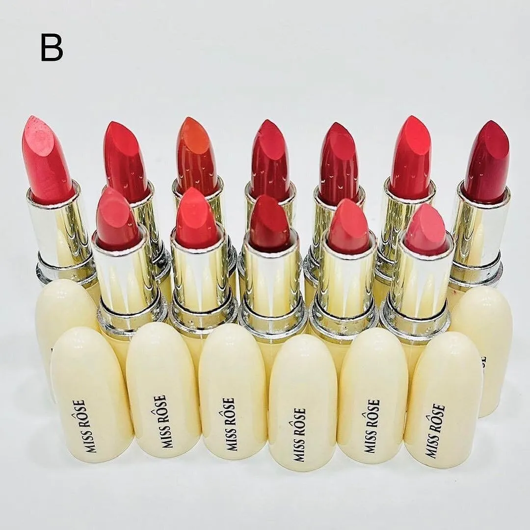 12pcs Miss Rose Matte Velvet Lipsticks Waterproof Long-lasting Lipsticks