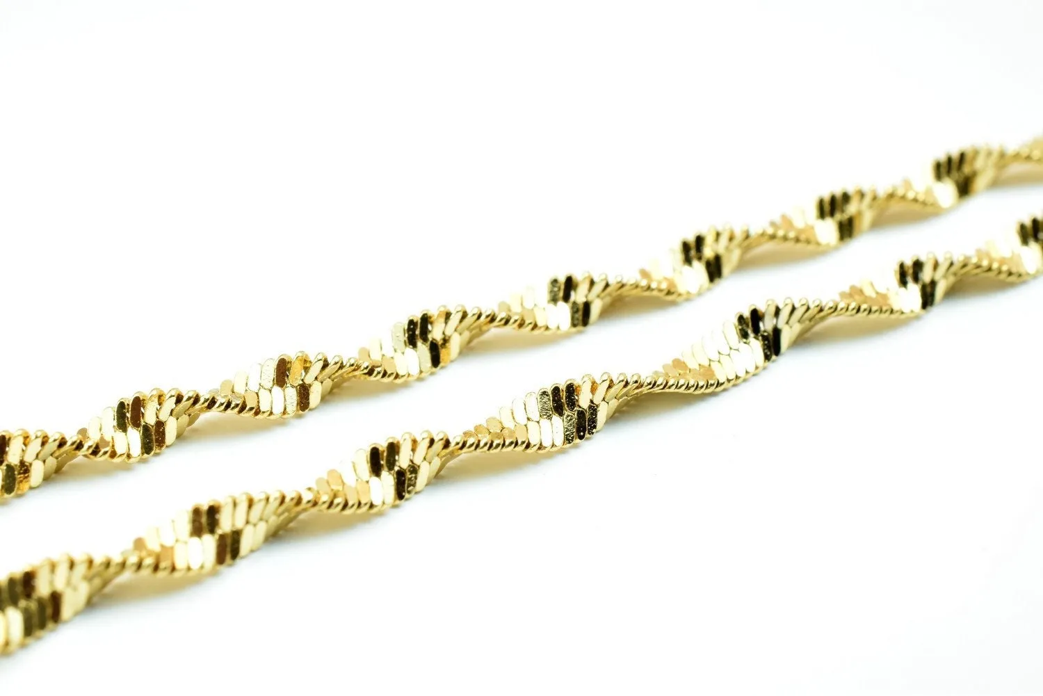 17 1/2 inches 18k Gold Filled Look, EP chain herringbone twisted chain width 3.5mm/thickness 1mm/ findings for jewelry making cg415