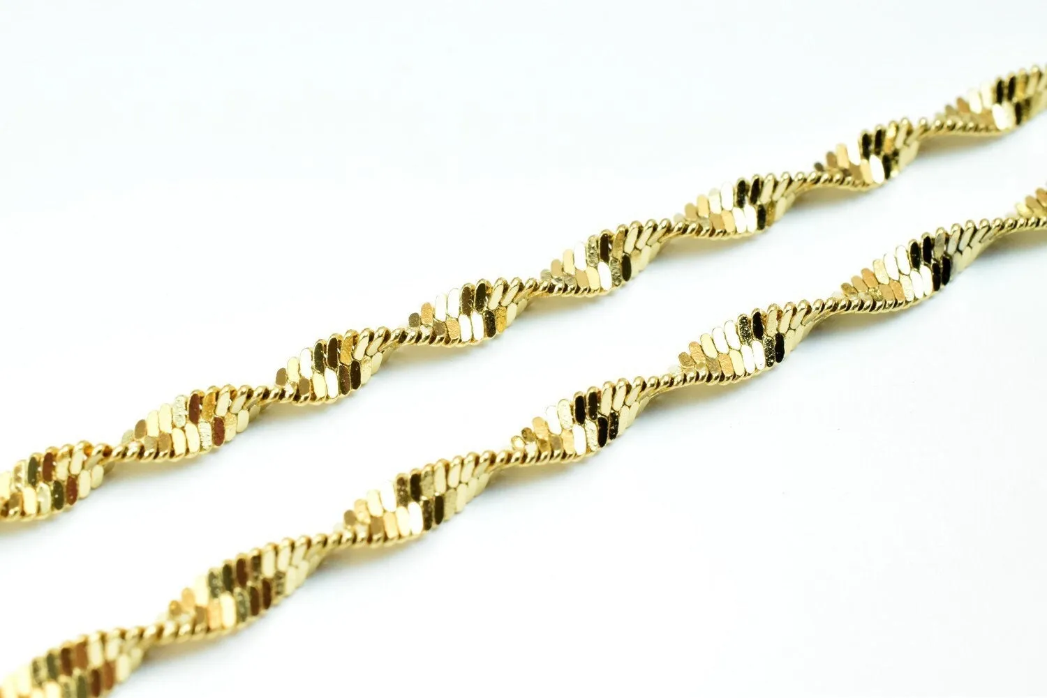 17 1/2 inches 18k Gold Filled Look, EP chain herringbone twisted chain width 3.5mm/thickness 1mm/ findings for jewelry making cg415