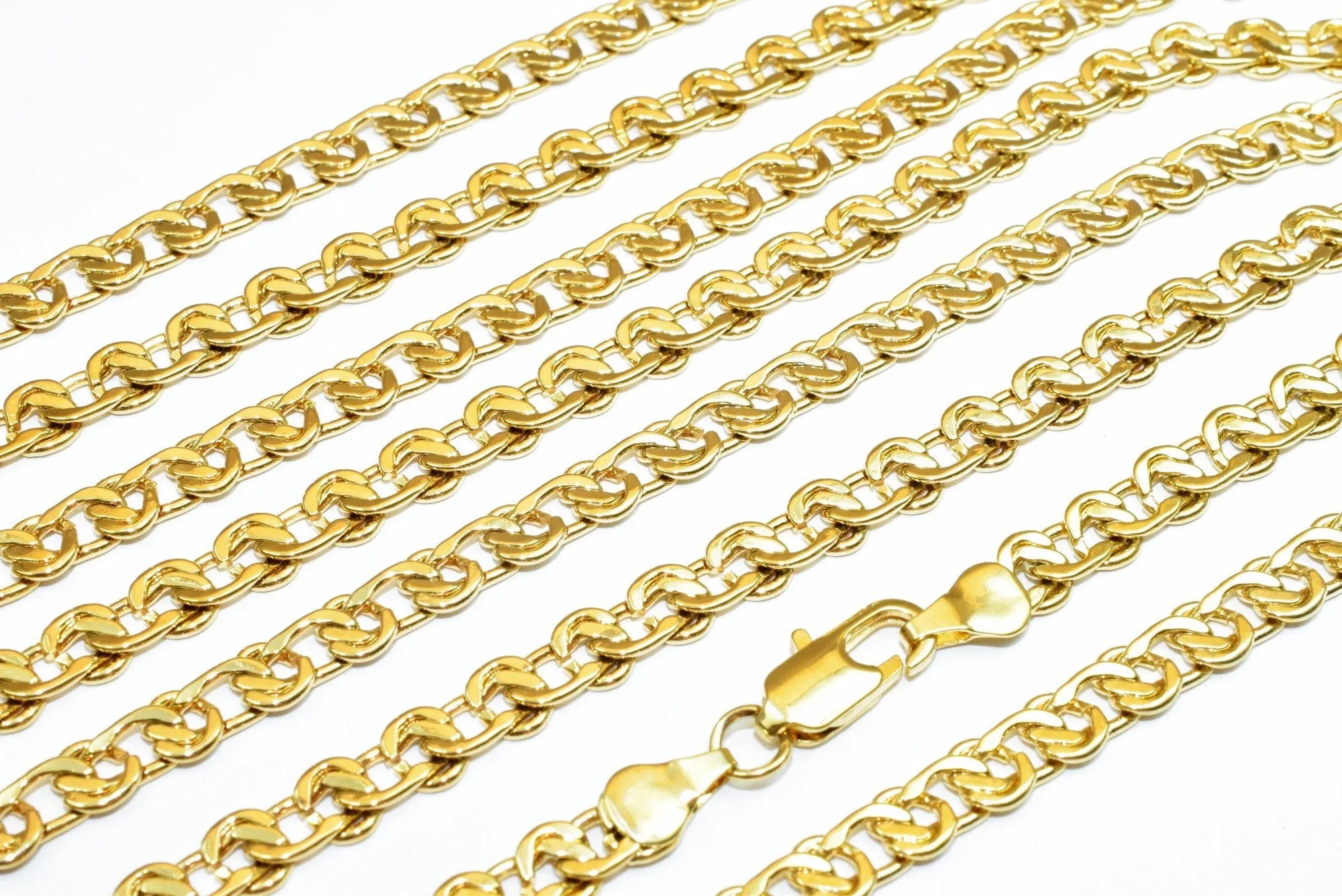 18K Gold Filled Look, EP Chain 19 1/2" Inches Long 6mm width 1.5mm Thickness Findings For Jewelry Making CG481