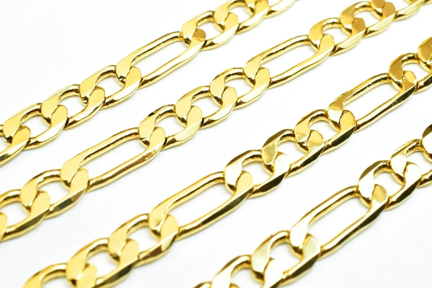 18k Gold Filled Look, EP figaro chain 20" /24" and 31" inches long, 5mm and 10mm/11mm width Gold Filled Look, findings chain for jewelry making