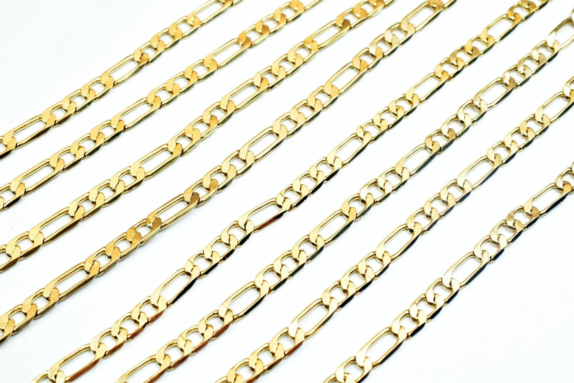 18k Gold Filled Look, EP figaro chain width 2.5mm, thickness 0.5mm, 17 1/2" inches bohemian findings jewelry for jewelry making  cg85