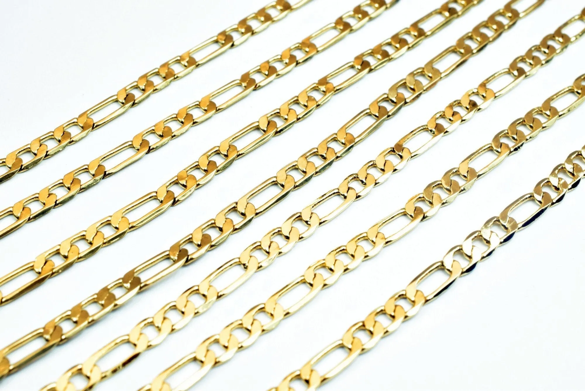 18k Gold Filled Look, EP figaro chain width 2.5mm, thickness 0.5mm, 17 1/2" inches bohemian findings jewelry for jewelry making  cg85