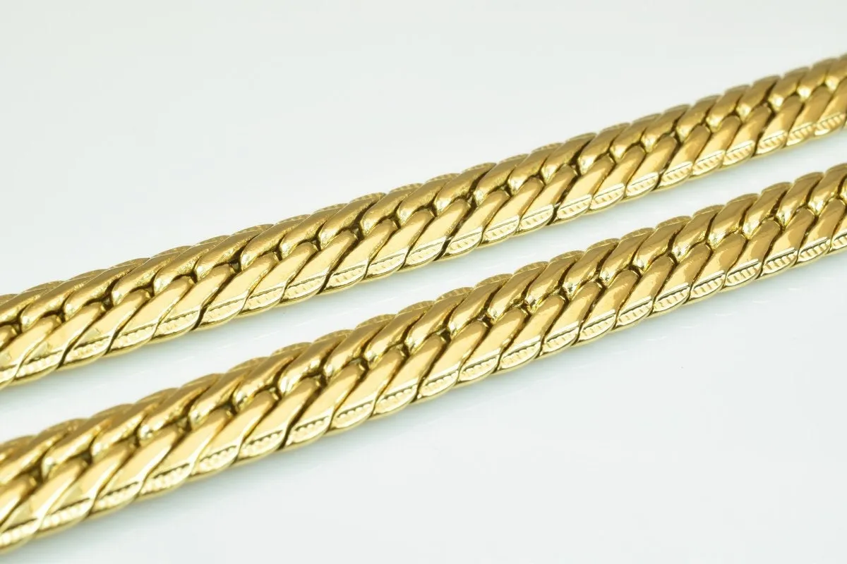 18k Gold Filled Look, EP herringbone chain 20.25" inch long size 9x3mm /6x2mm- cg255 /cg255a/ cg255b