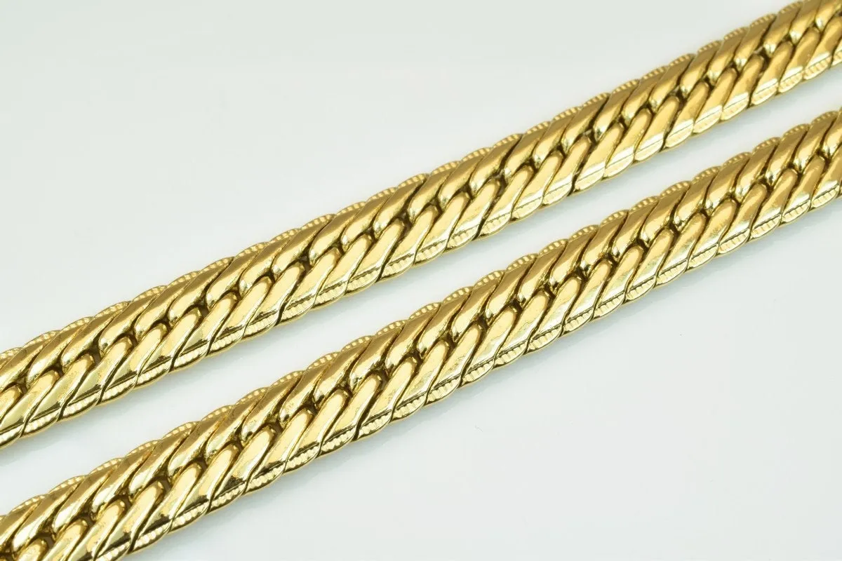 18k Gold Filled Look, EP herringbone chain 20.25" inch long size 9x3mm /6x2mm- cg255 /cg255a/ cg255b