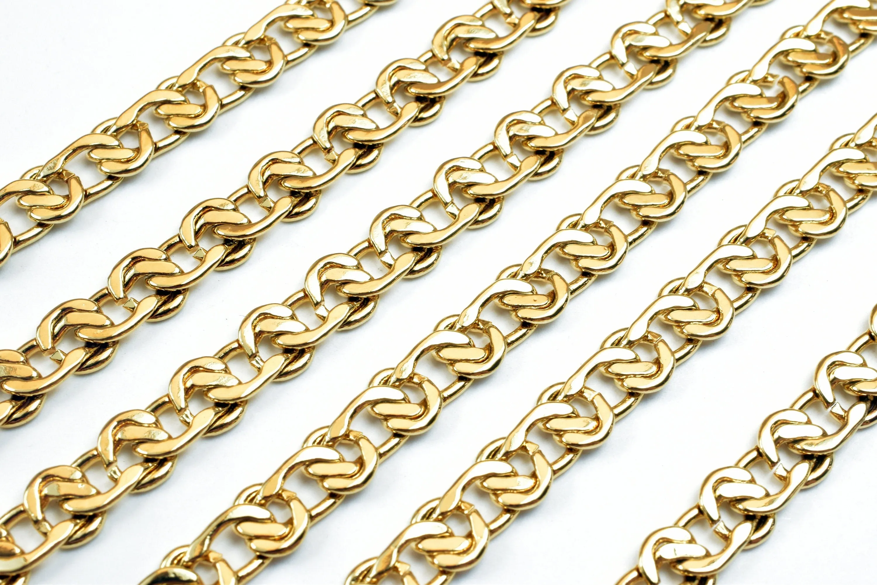 18k Gold Filled Look, EP link chain 19 1/2" inch long, 6mm width, 2mm thickness Gold Filled Look, findings chain for jewelry making cg497