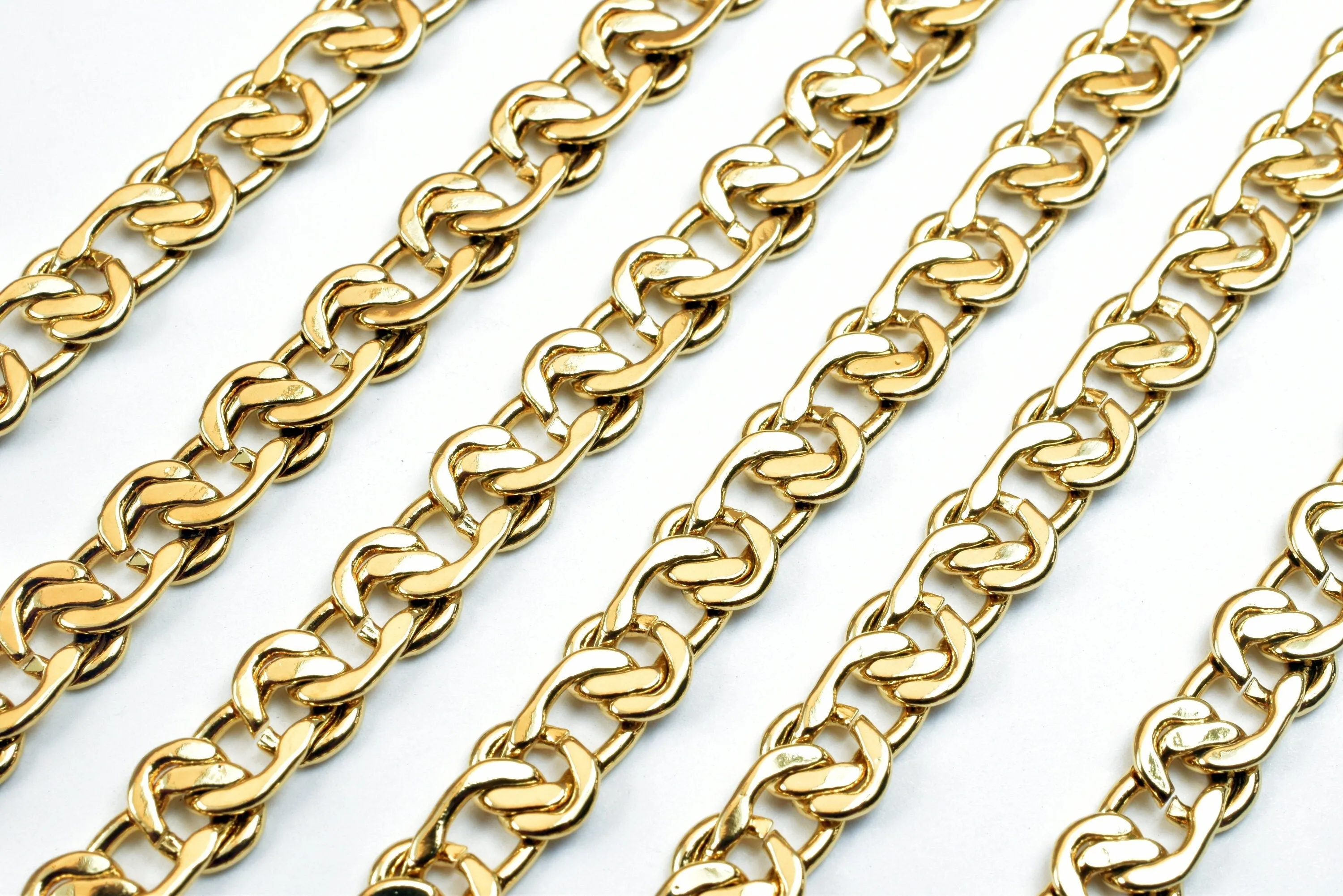 18k Gold Filled Look, EP link chain 19 1/2" inch long, 6mm width, 2mm thickness Gold Filled Look, findings chain for jewelry making cg497