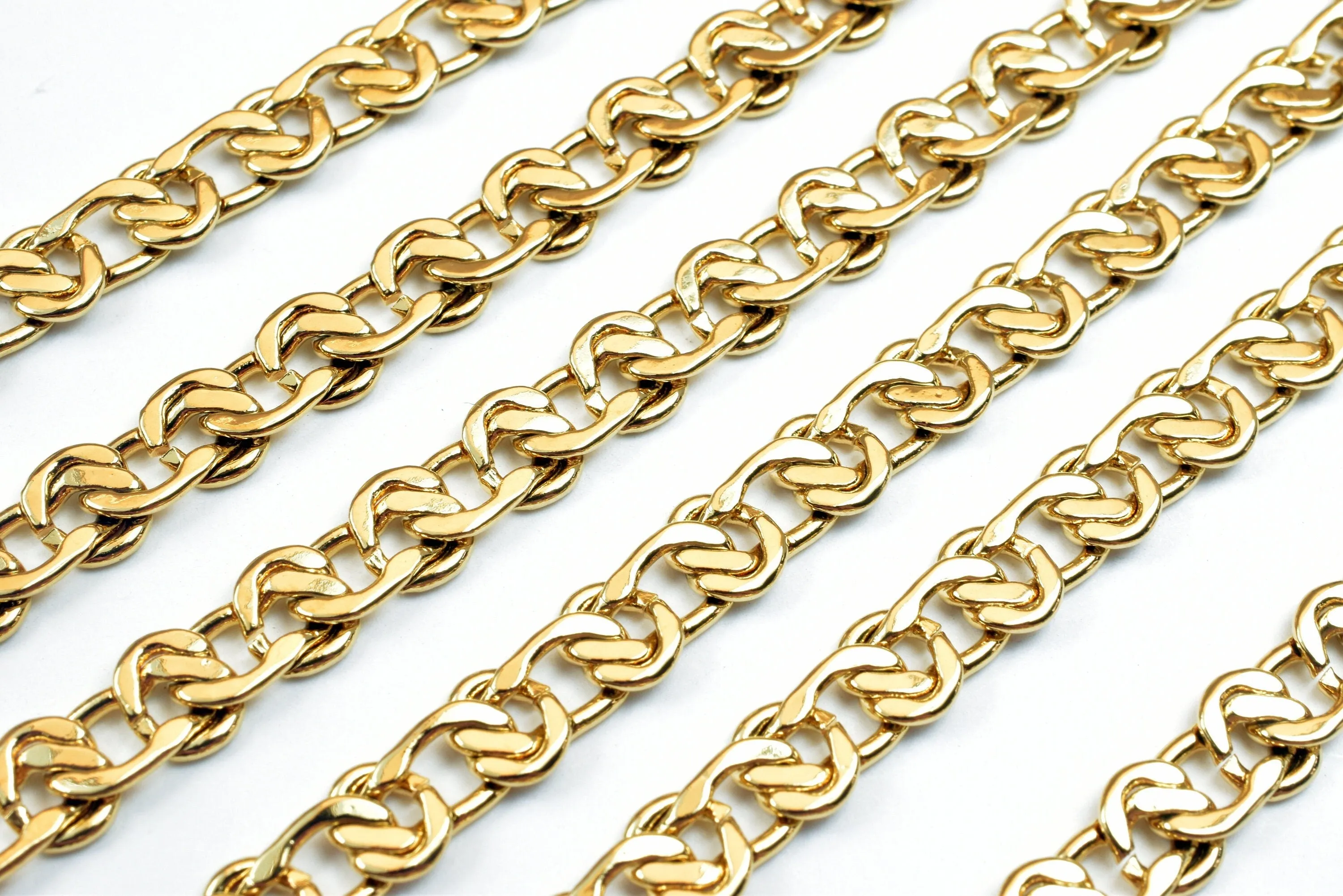 18k Gold Filled Look, EP link chain 19 1/2" inch long, 6mm width, 2mm thickness Gold Filled Look, findings chain for jewelry making cg497