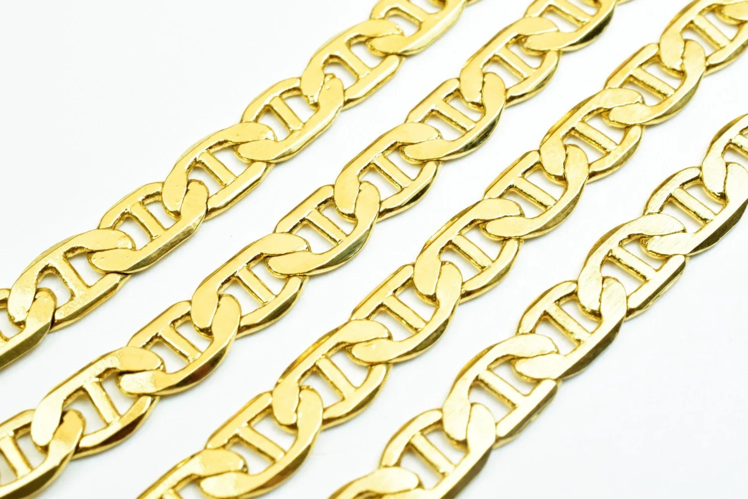 18K Gold Filled Look, EP tarnish resistant Anchor Chain Size 19 1/2" Inches, Width 6mm, Thickness 1mm For Jewelry Making CG441