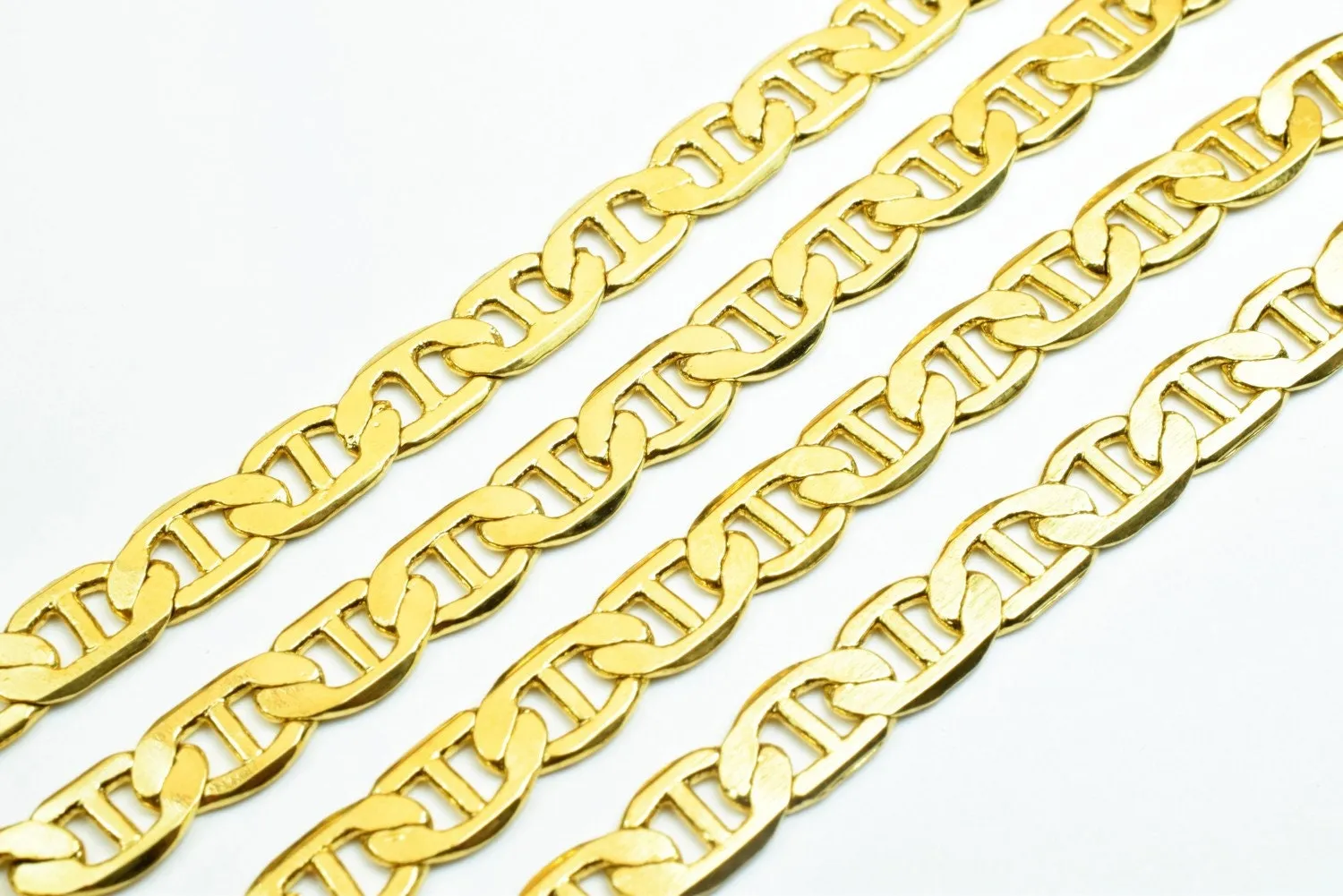 18K Gold Filled Look, EP tarnish resistant Anchor Chain Size 19 1/2" Inches, Width 6mm, Thickness 1mm For Jewelry Making CG441