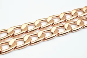 18K Rose Gold Filled Look, EP tarnish resistant Chain 23.5" Inches Long 10mm Width 3mmThickness CG245