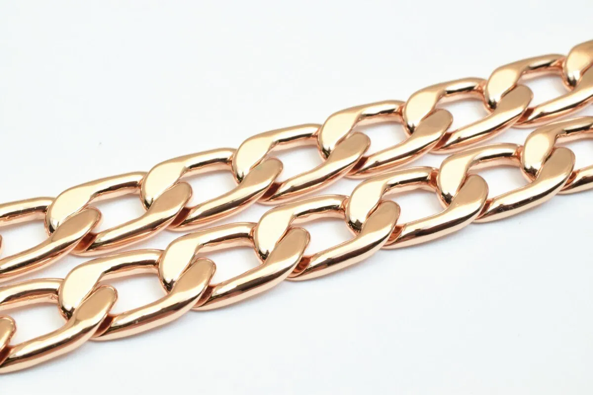 18K Rose Gold Filled Look, EP tarnish resistant Chain 23.5" Inches Long 10mm Width 3mmThickness CG245