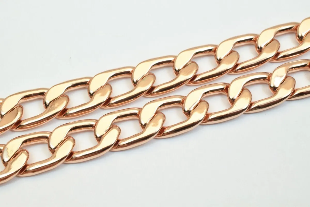 18K Rose Gold Filled Look, EP tarnish resistant Chain 23.5" Inches Long 10mm Width 3mmThickness CG245