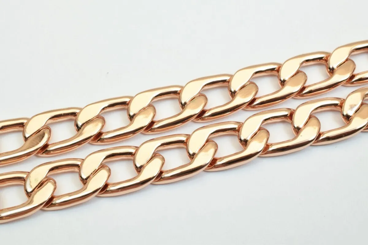 18K Rose Gold Filled Look, EP tarnish resistant Chain 23.5" Inches Long 10mm Width 3mmThickness CG245