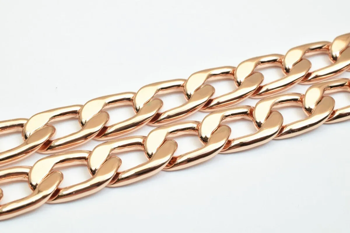 18K Rose Gold Filled Look, EP tarnish resistant Chain 23.5" Inches Long 10mm Width 3mmThickness CG245