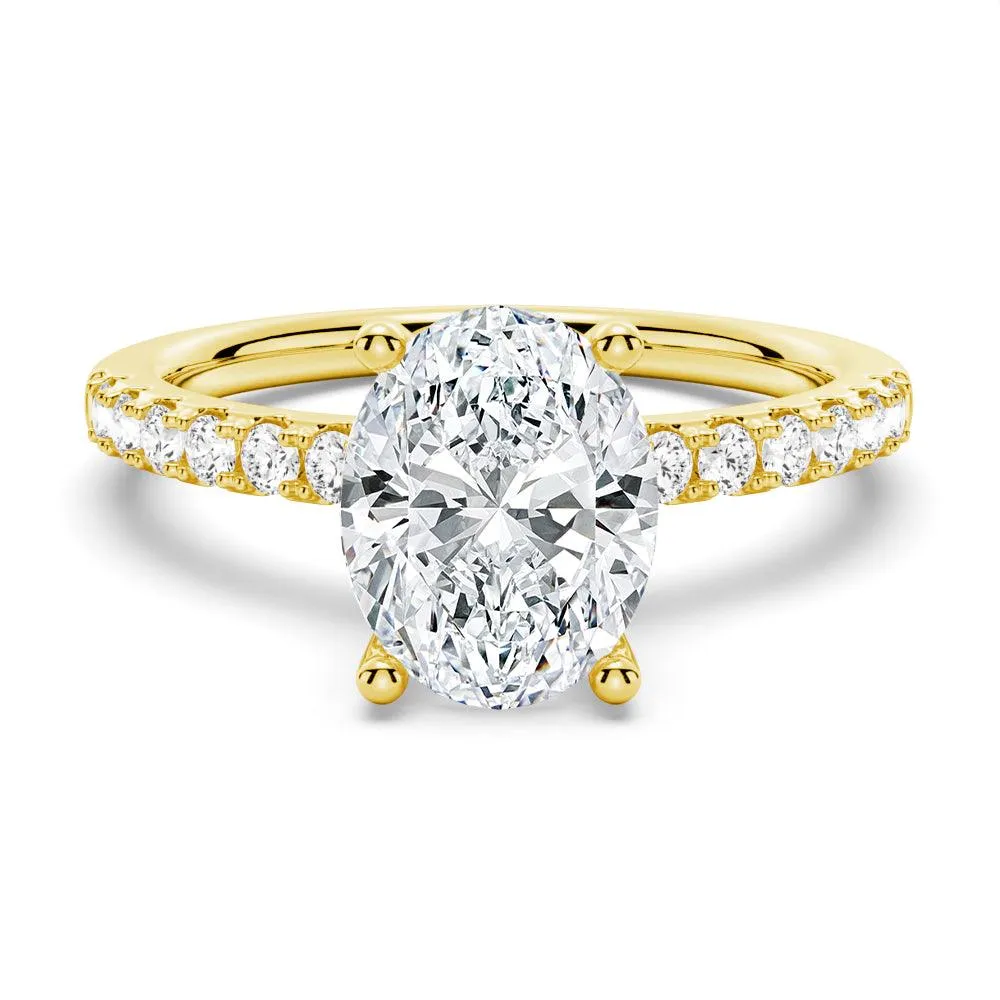 3 CT. Petite Micropavé Oval Shaped Moissanite Engagement Ring