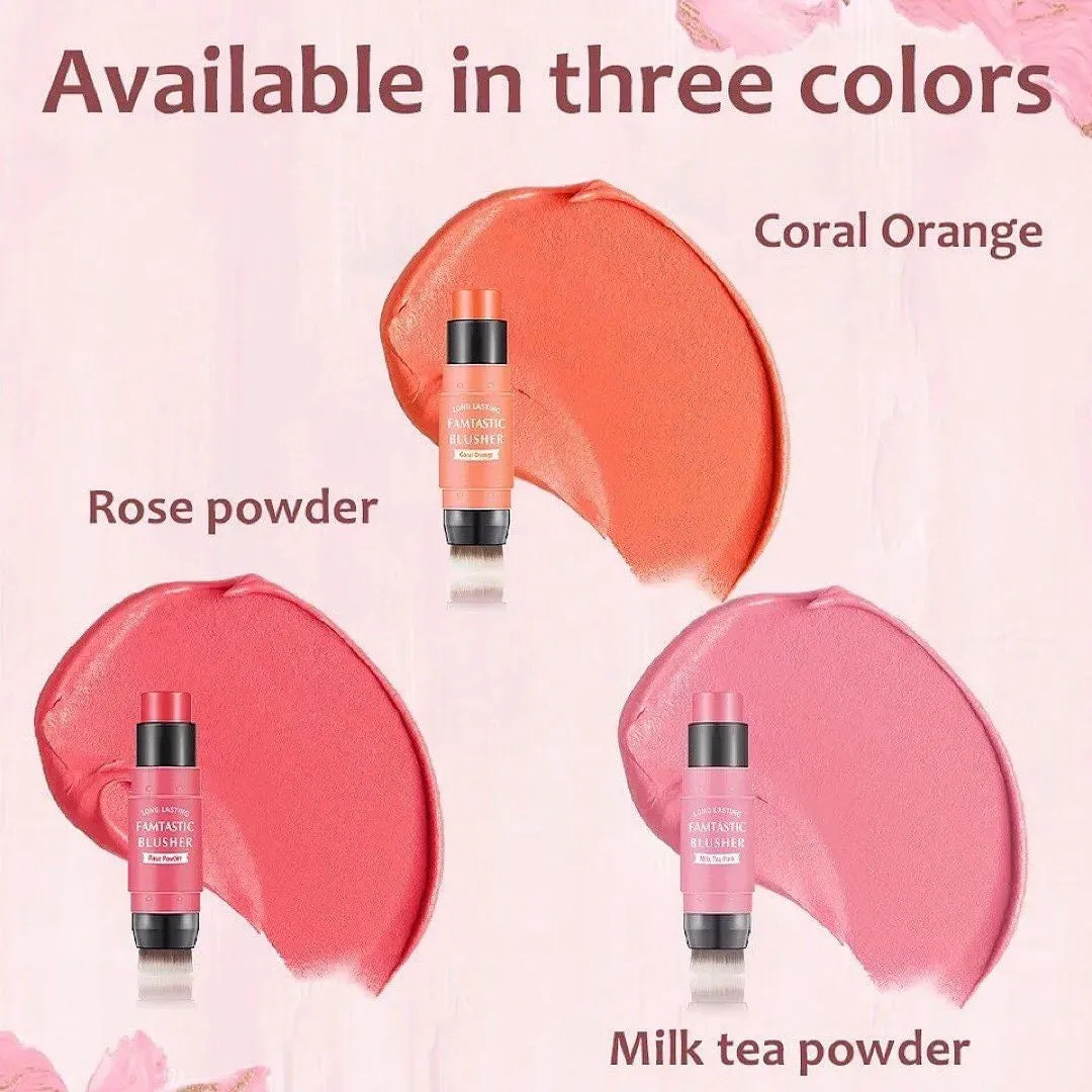 3pcs Double-headed Blush With Brush Stick Long-lasting Creamy Rouge Blush Stick