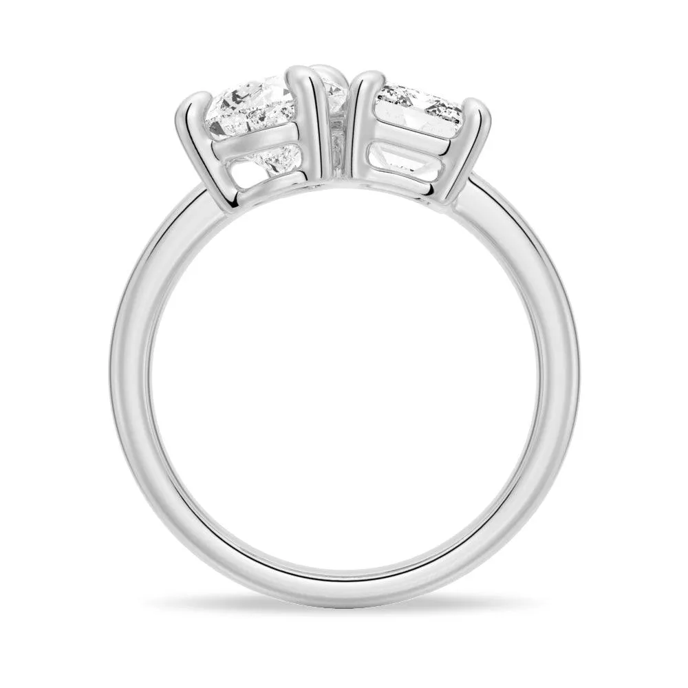 4 Ctw. Toi et Moi Emerald Cut & Pear Cut Engagement Ring