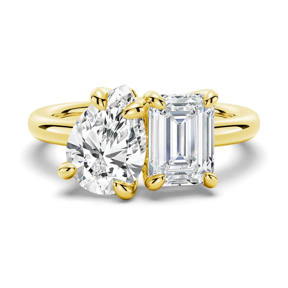 4 Ctw. Toi et Moi Emerald Cut & Pear Cut Engagement Ring