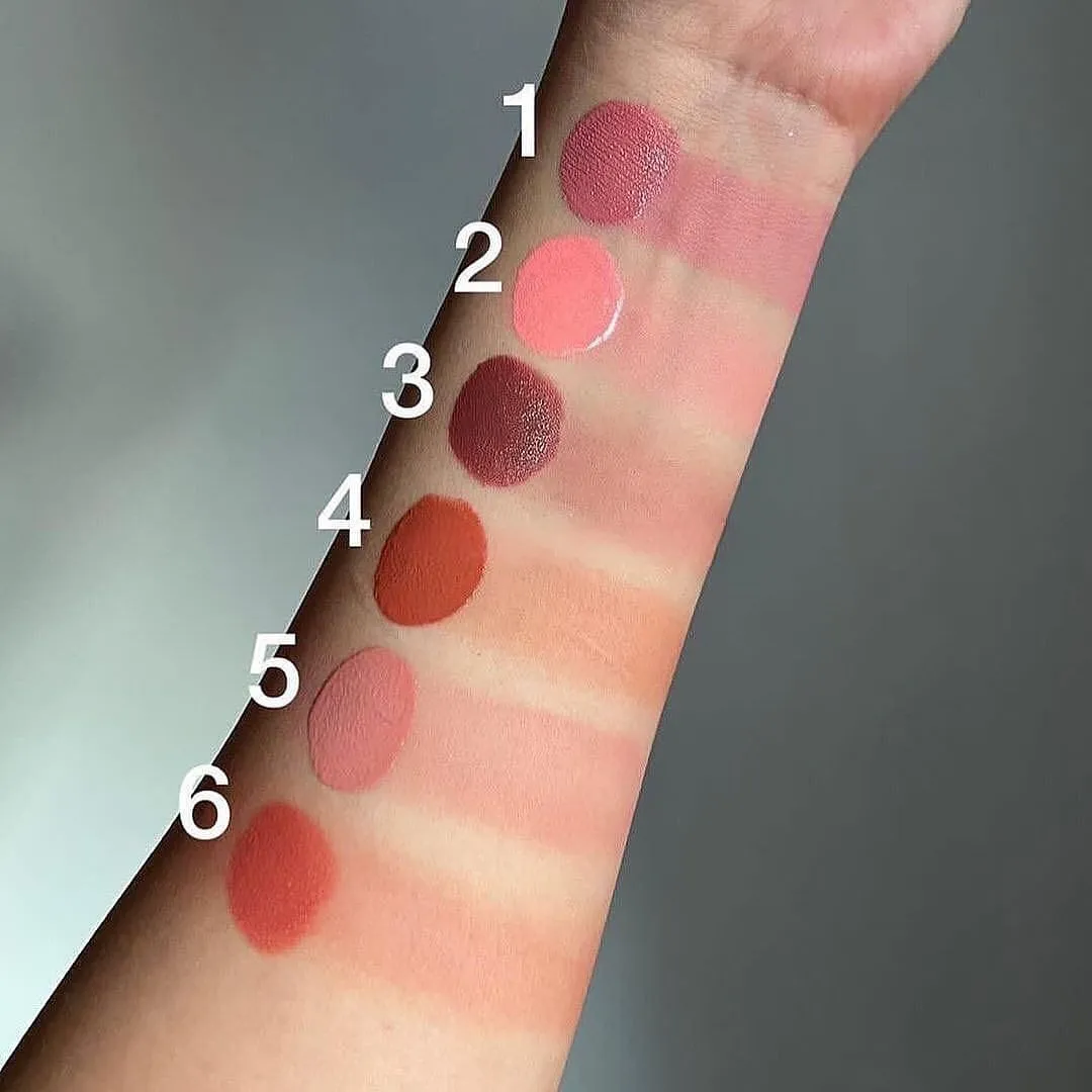 6pcs Hudamoji Tube Liquid Blush Highly Pigmented Waterproof & Long-lasting