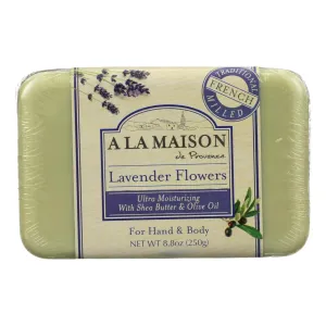 A La Maison Bar Soap (Pack of 8.8 Oz) with Lavender Flowers