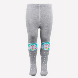 Doraemon Printed Knitted Tights For Baby Girls & Baby Boys - Light Grey