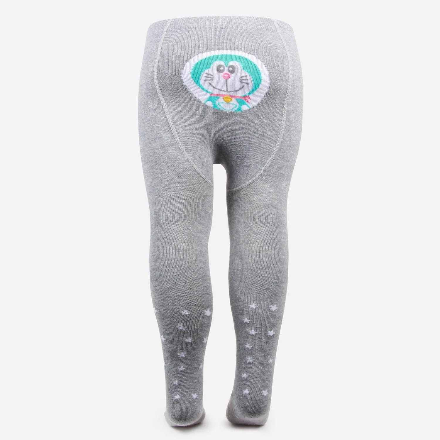 Doraemon Printed Knitted Tights For Baby Girls & Baby Boys - Light Grey