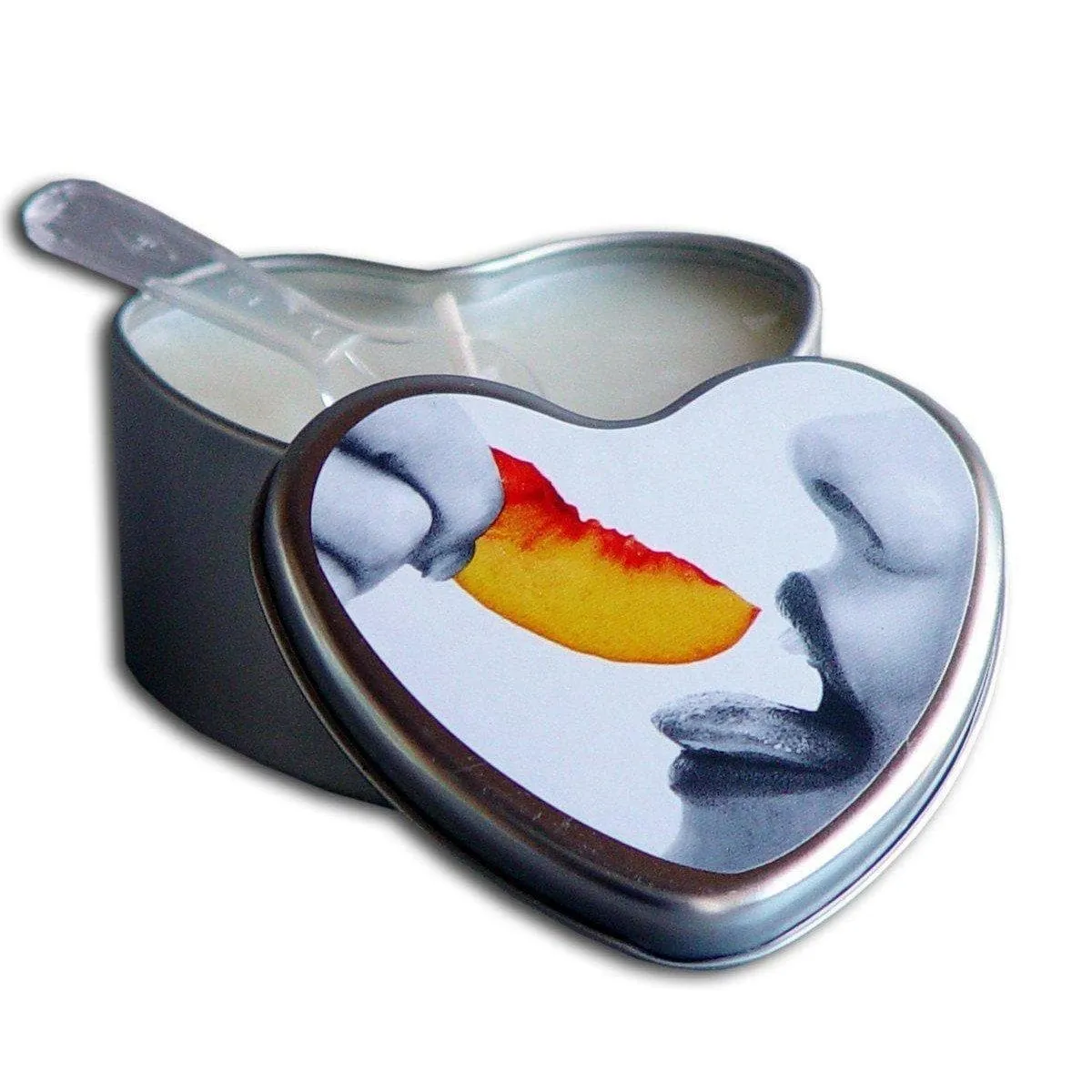 Earthly Body Heart-Shaped Hemp Seed Edible Massage Candle Peach 4 Oz