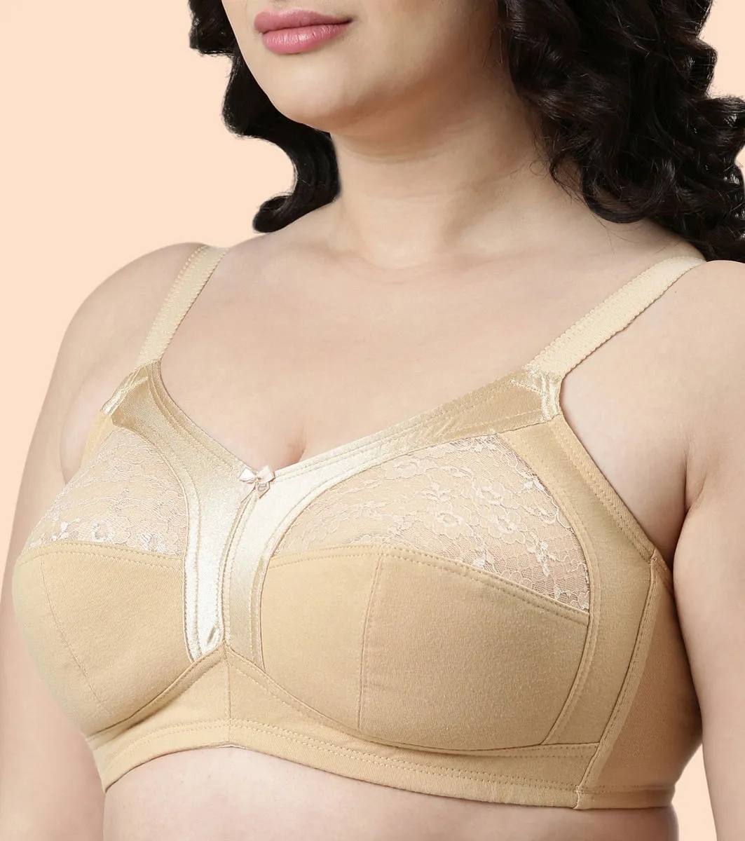 Enamor Fab-Cool A014 Super Contouring M-frame Full Support  Cotton Bra for Women- Full Coverage, Non Padded and Wirefree - Skin