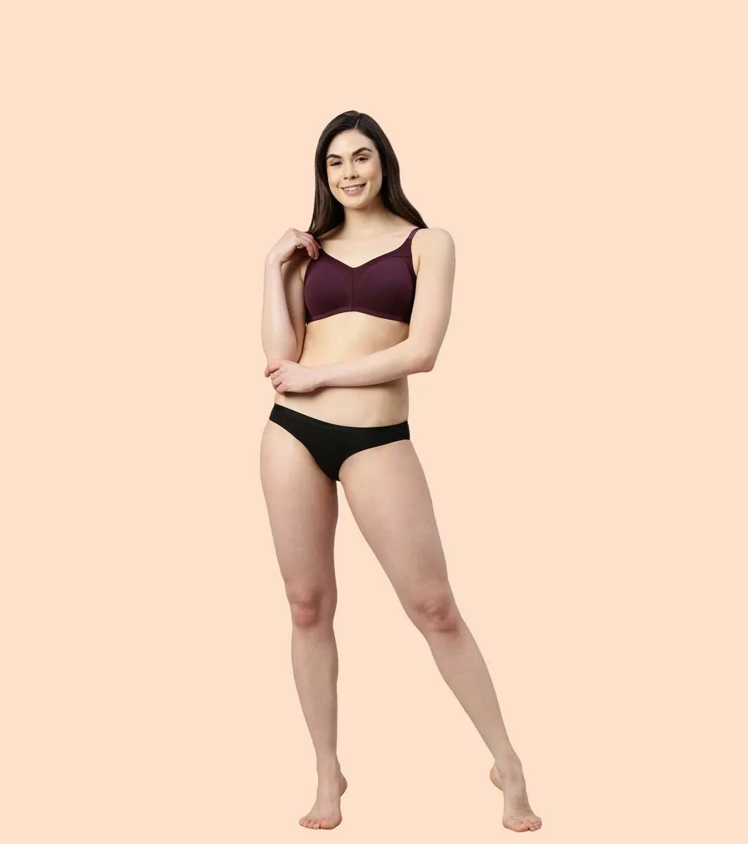 Enamor Fab-Cool AB75 M-frame Jiggle Control Full Support Stretch Cotton Bra for Women- Full Coverage, Non Padded and Wirefree - Purple