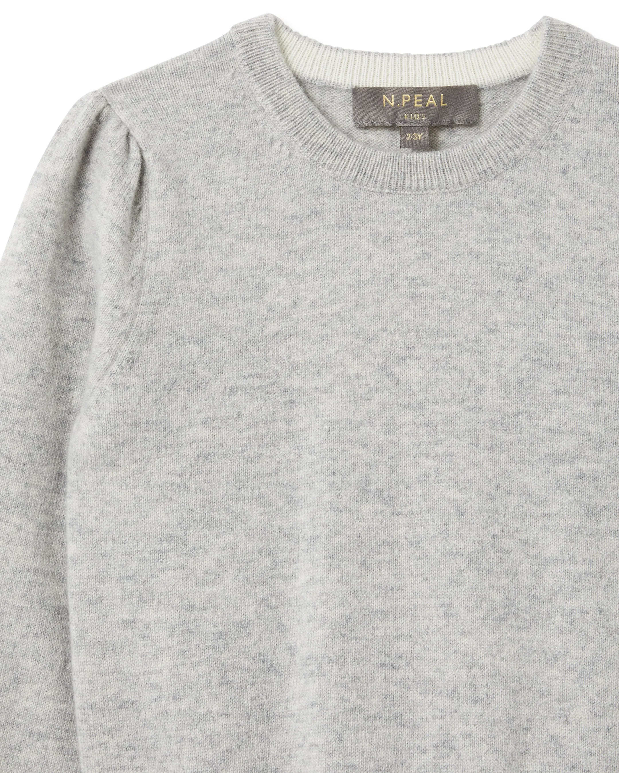 Girls Round Neck Cashmere Jumper Fumo Grey