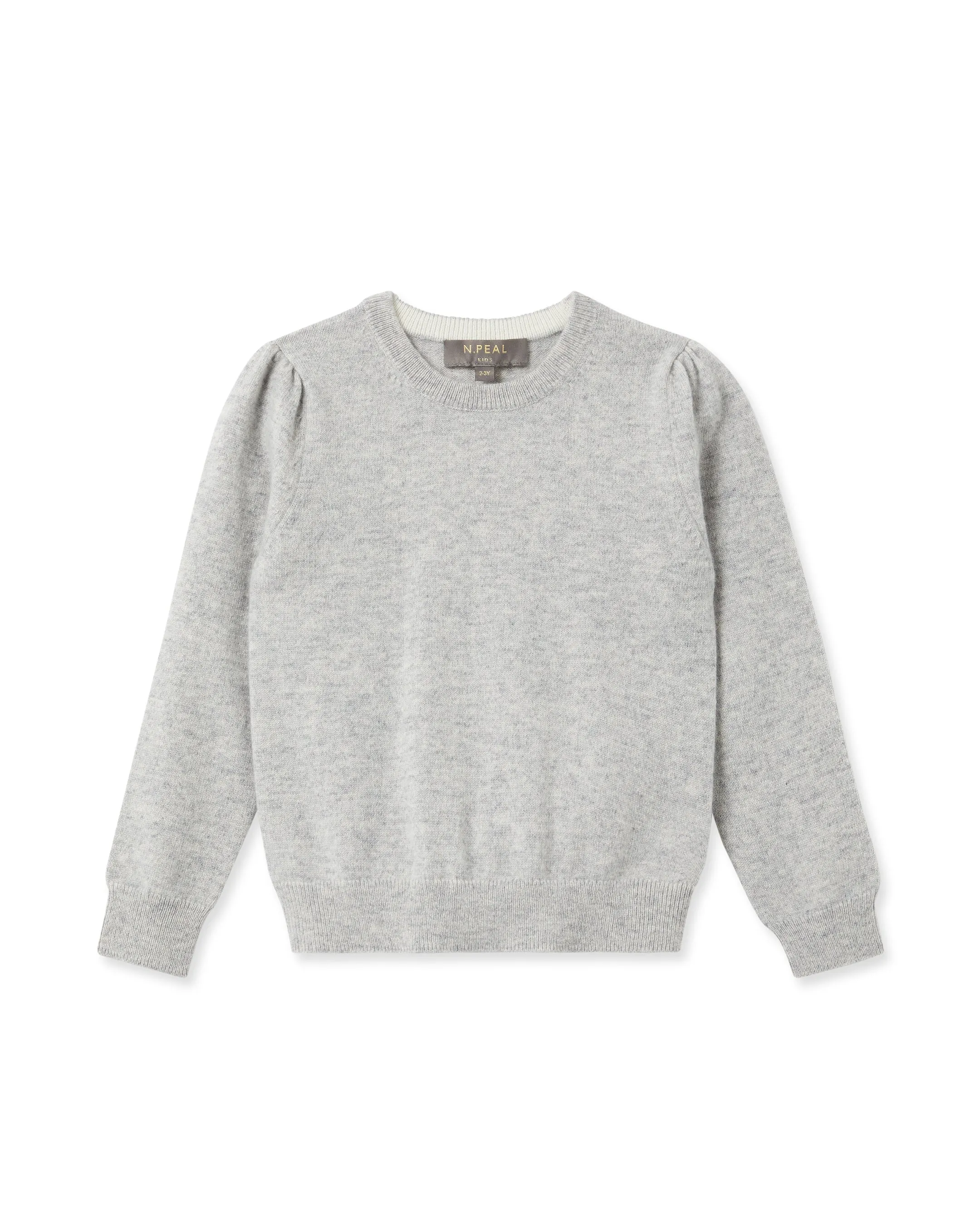 Girls Round Neck Cashmere Jumper Fumo Grey