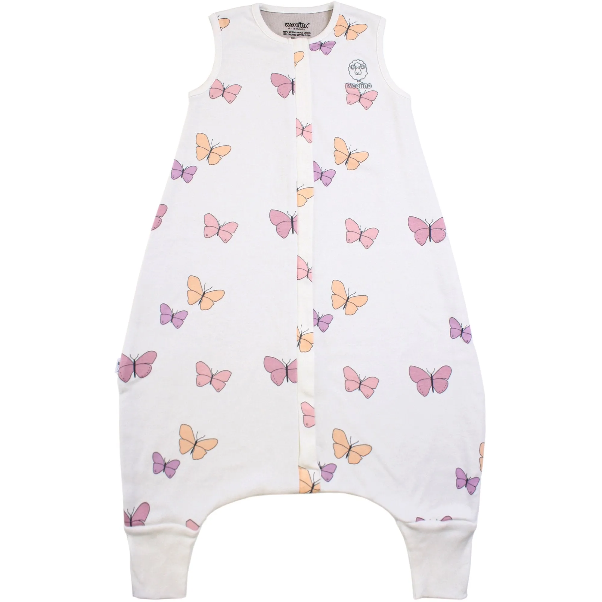 Imperfect 4 Season™ Baby Sleep Bag with Feet, Merino Wool & Organic Cotton, Butterfly