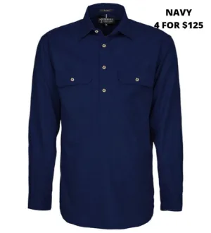 MENS - PILBARA NAVY WORKSHIRT - CLOSED OR OPEN FRONT