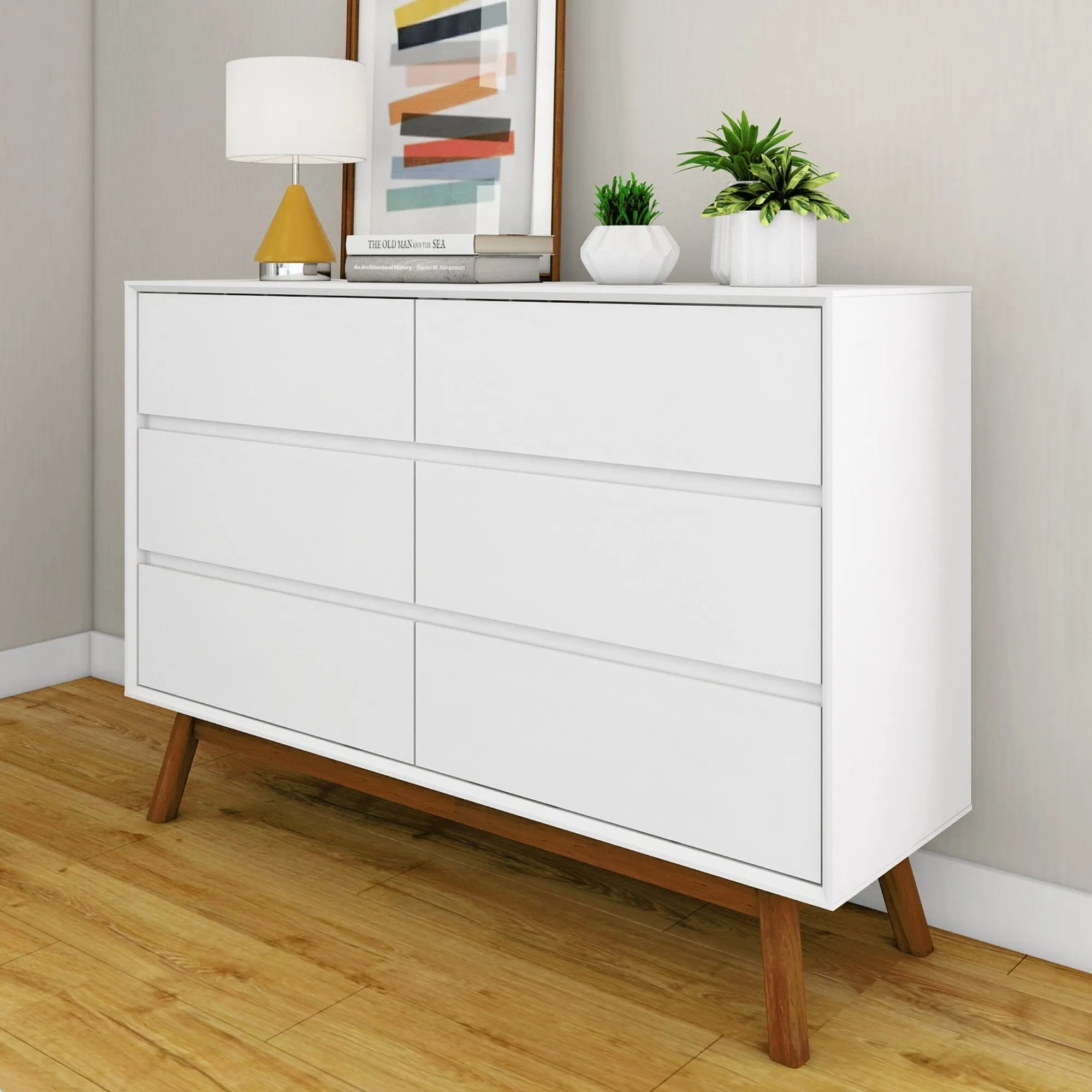 Mid-Century Modern 6-Drawer Dresser