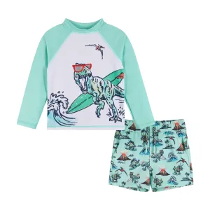 Raglan Rashguard and Boardshort | Dinosaur Graphic