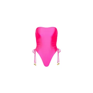 Ruched Bandeau One Piece - Posh Pink