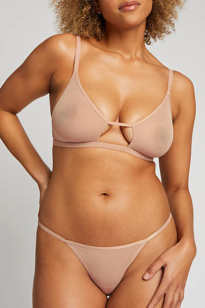 Sieve Cutout Bra in Buff