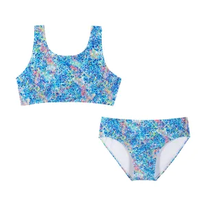 Two-Piece Swimsuit (Size 7-16 Years) | Blue Abstract