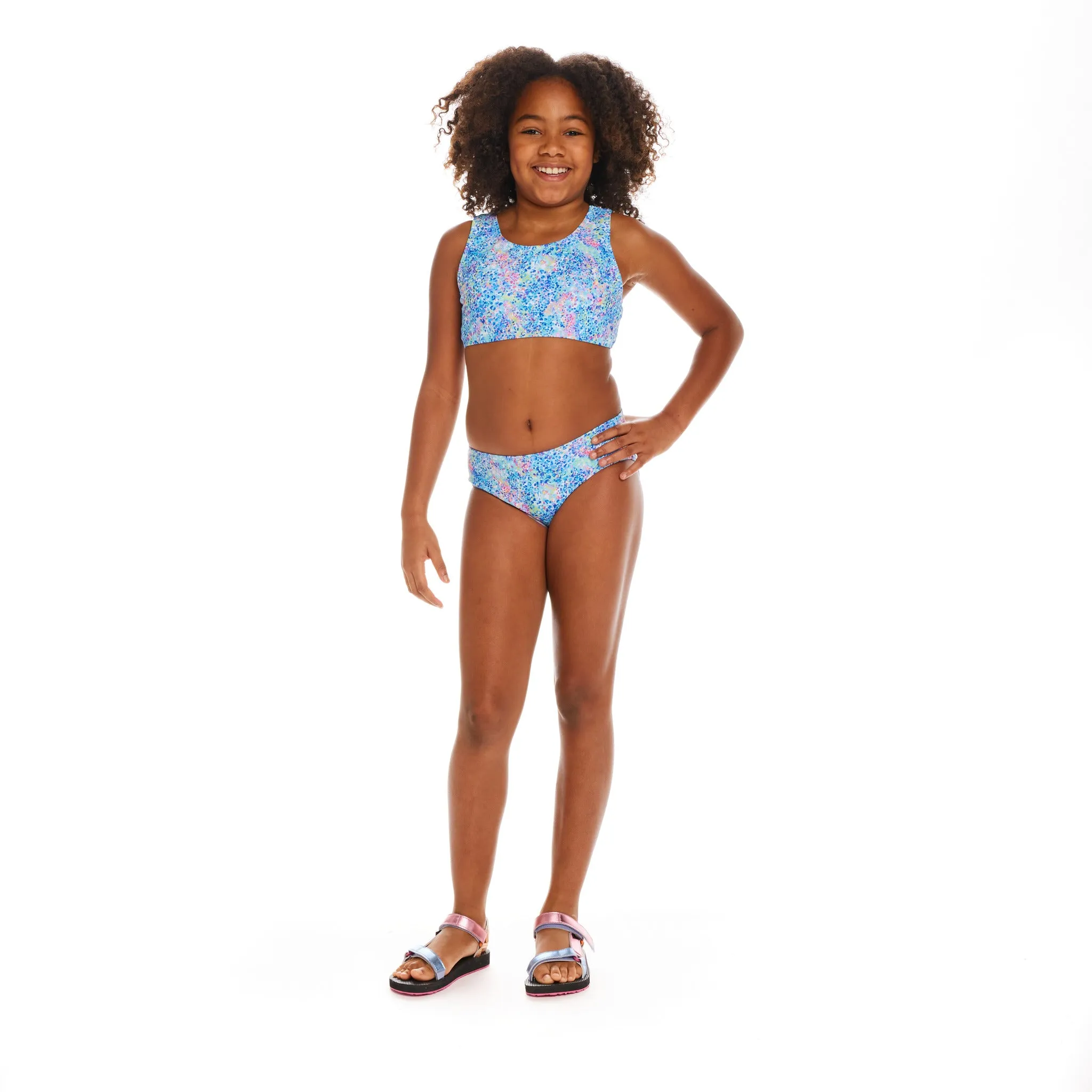 Two-Piece Swimsuit (Size 7-16 Years) | Blue Abstract