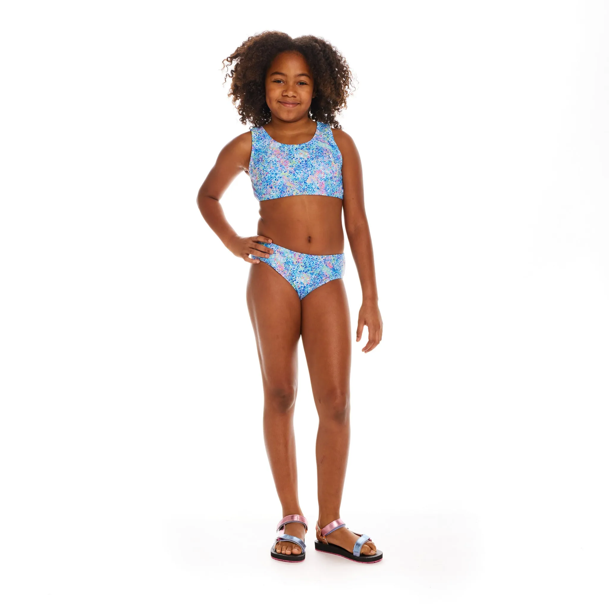 Two-Piece Swimsuit (Size 7-16 Years) | Blue Abstract