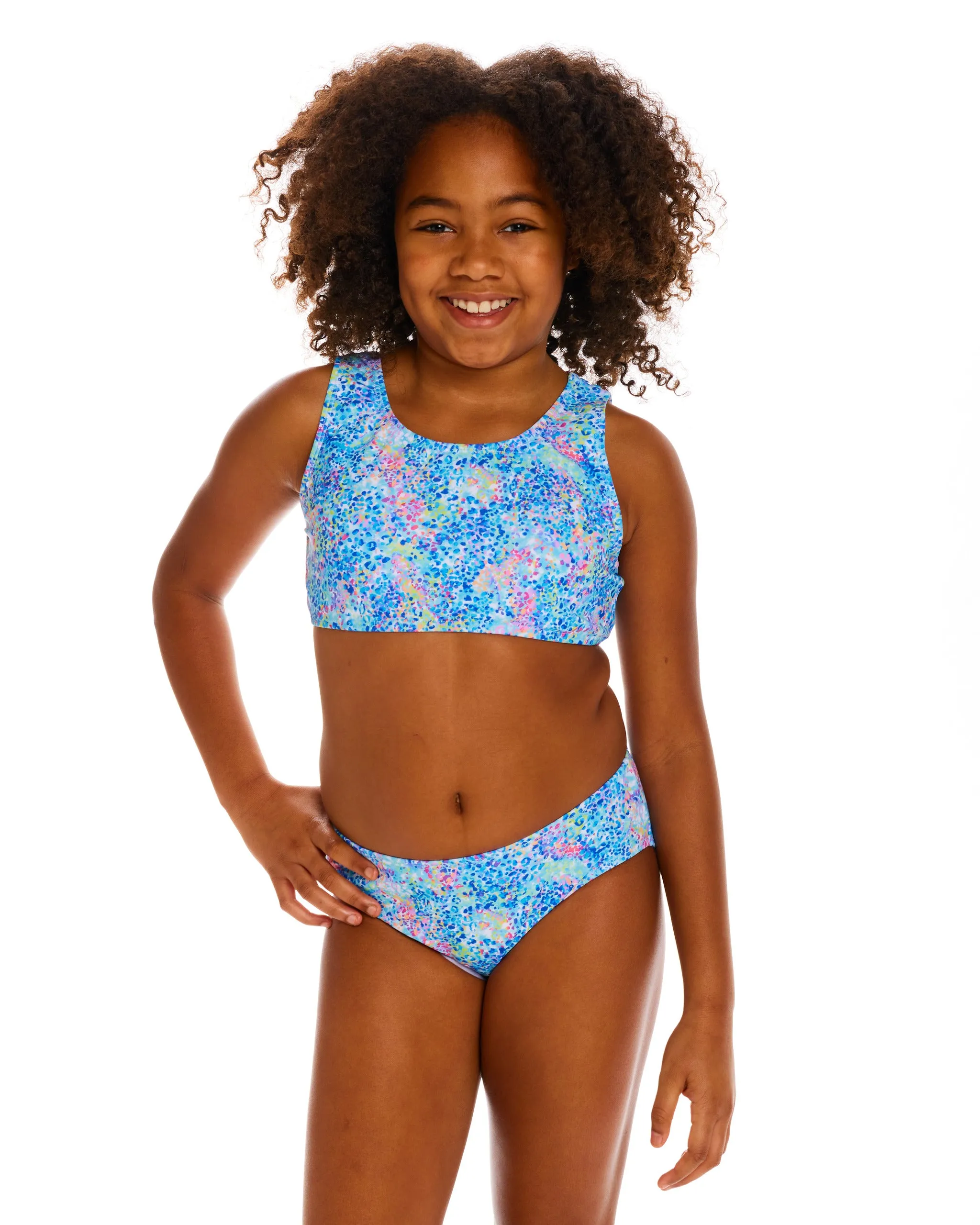 Two-Piece Swimsuit (Size 7-16 Years) | Blue Abstract