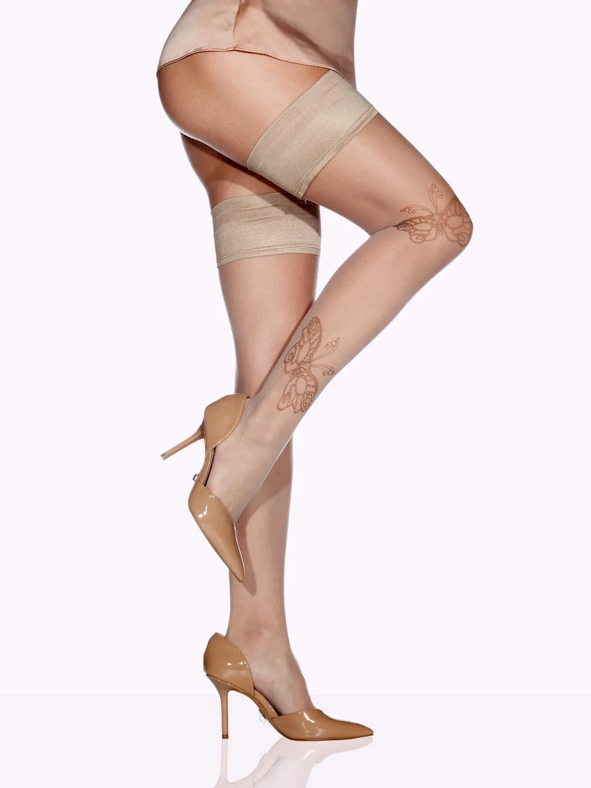 VIVIANA Sparkling Butterfly Sheer Thigh Highs